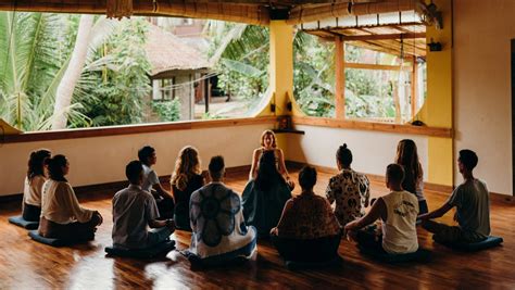 Meditative session with postures .